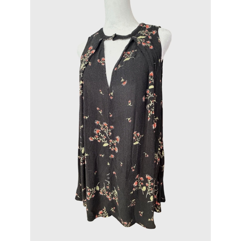 Free People Snap Out Of It Floral Key Hole Swing Tunic XS Romantic Goth